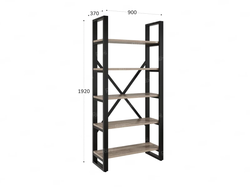 Стеллаж, 5 уровней 900x370x1920 RM130-90x37 Дуб Маувелла/Черный