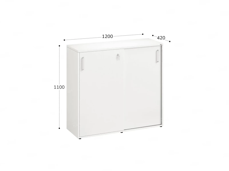 Шкаф-купе низкий, 3 полки, на регулируемых опорах 1200x420x1100 RM129-120x42 Белый/Белый