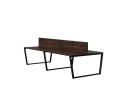 Бенч-система, 4 рабочих места, на U-образных опорах, 2 ЛДСП экранов 3600x1400x750 RM173-4-18x14 Дуб Апрельский шоколад/Черный