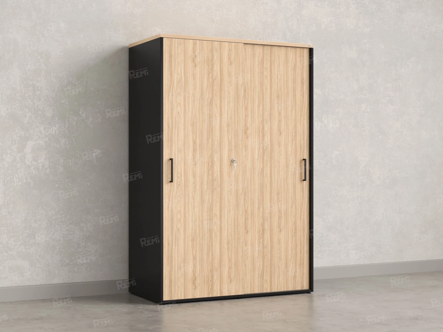 Шкаф-купе, регулируемые опоры, штанга, 1 полка 1200x600x1800 RM164-90x60 Вяз Швейцарский светлый/Черный