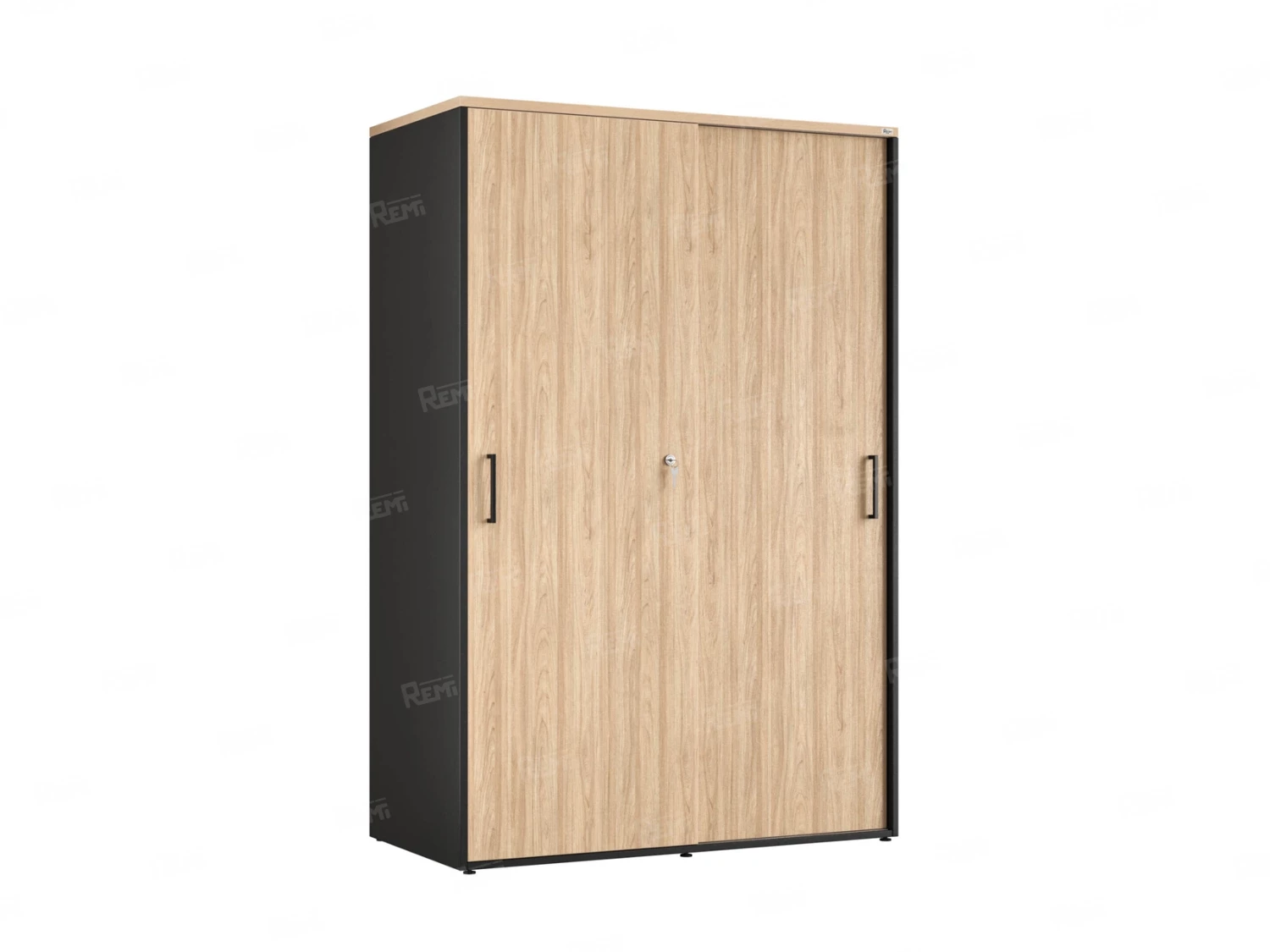 Шкаф-купе, регулируемые опоры, штанга, 1 полка 1200x600x1800 RM164-90x60 Вяз Швейцарский светлый/Черный
