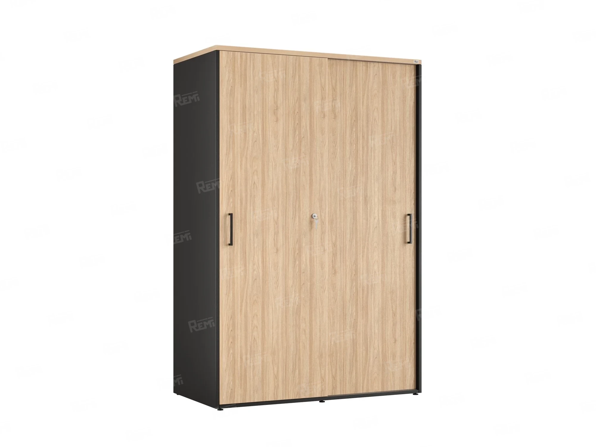 Шкаф-купе, регулируемые опоры, штанга, 1 полка 1200x600x1800 RM164-90x60 Вяз Швейцарский светлый/Черный