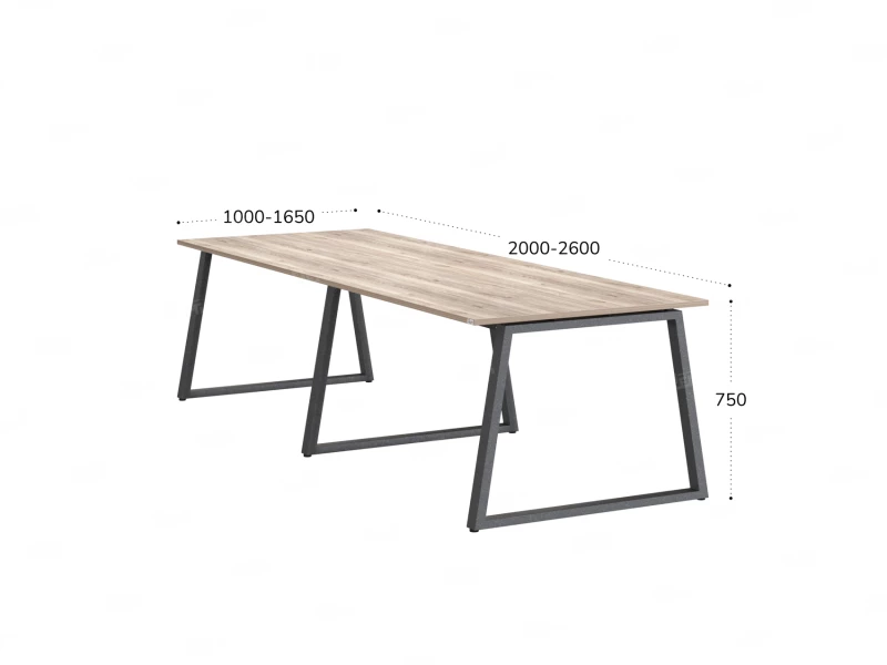Cтол для переговоров, на A-обазном каркасе 2100x1450x750 RM083-210x145 Дуб Маувелла/Серый