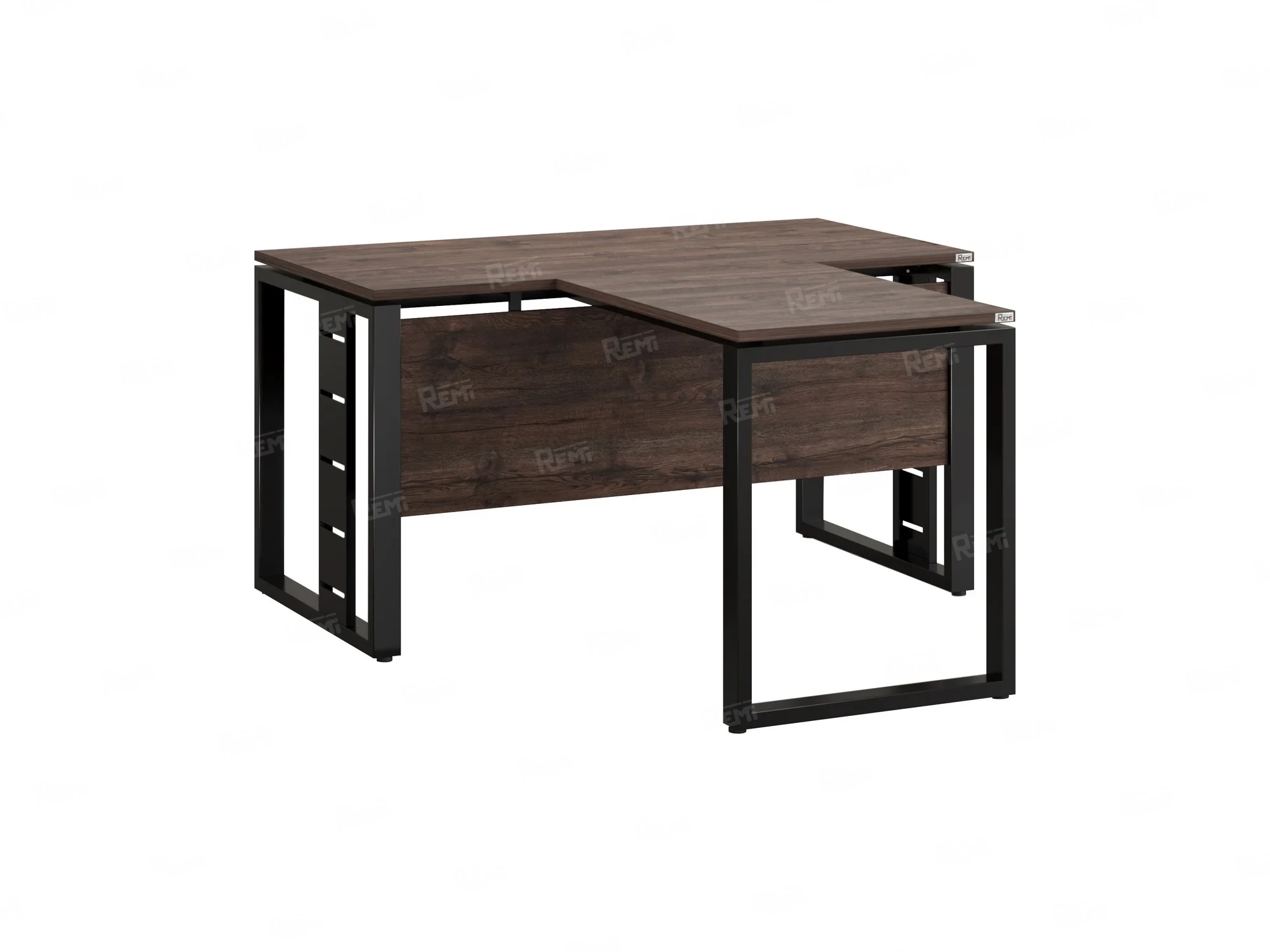 Стол с брифингом с парящей столешницей на О-образных опорах с экраном ЛДСП RM045-12x7 1200x1900x750 Дуб Апрельский шоколад/Черный