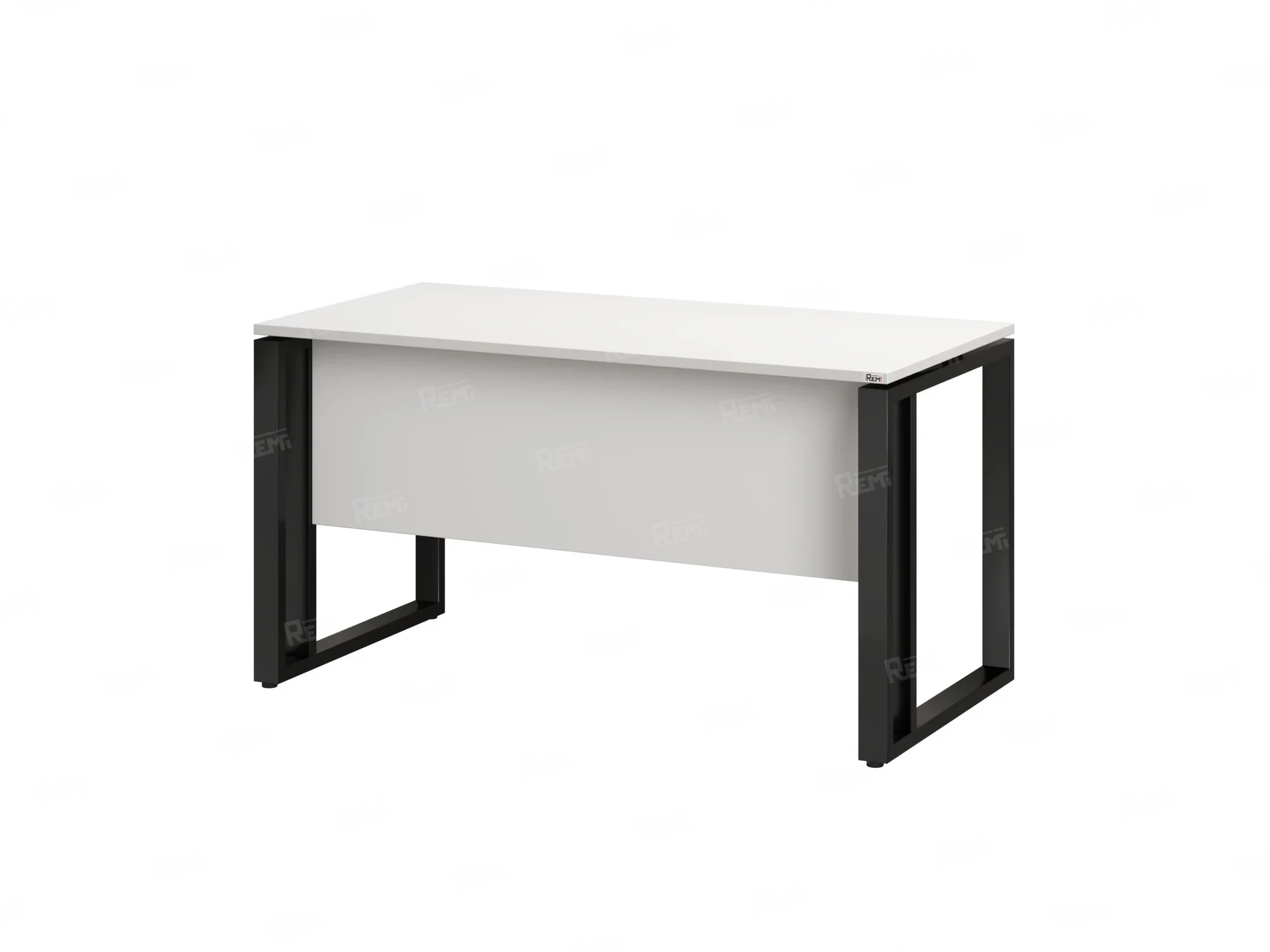 Стол прямой на О-образных опорах с экраном ЛДСП 1400x800x750 RM041-14x8 Белый/Черный
