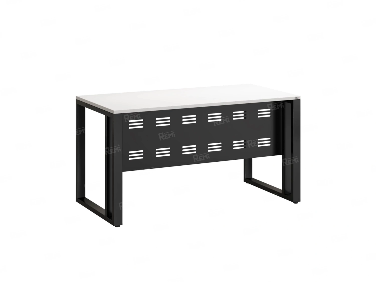 Стол прямой на О-образных опорах с металлическим экраном 1600x700x750 RM042-16x7 Белый/Черный