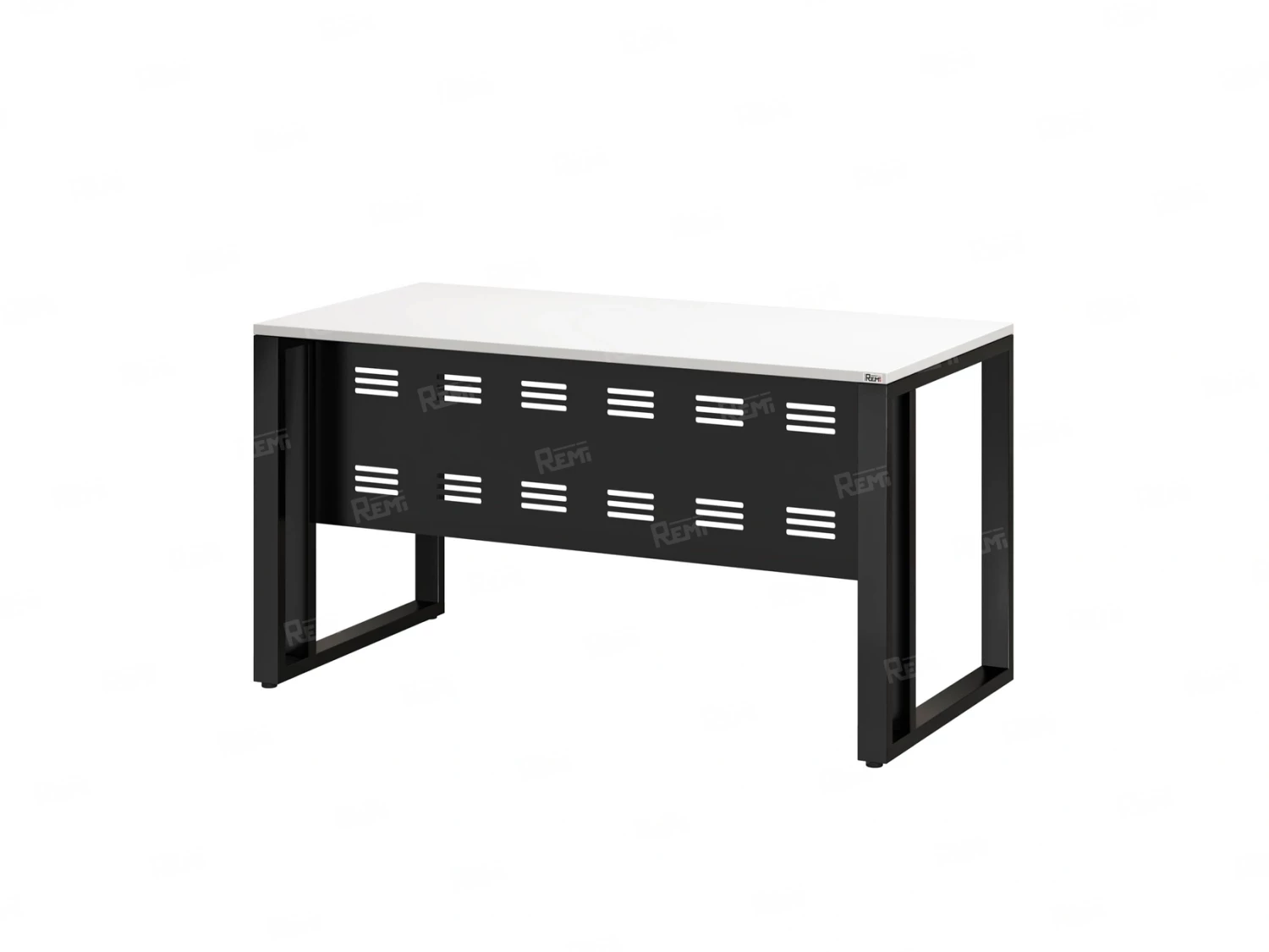 Стол прямой на О-образных опорах с металлическим экраном 1600x700x750 RM042-16x7 Белый/Черный