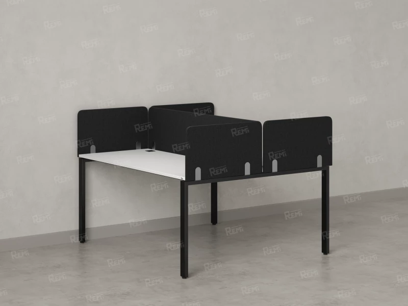 Бенч-система, 2 рабочих места, на П-образных опорах, 5 тканевых экрана 1200x1600x750 RM165-3-12x16 Белый/Черный