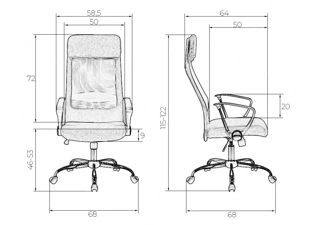 PIERCE, цвет сиденья чёрная ткань, черная сетка, цвет основания хромированная сталь (арт. LMR-119B)