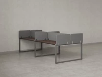 Бенч-система, 4 рабочих места, на О-образных опорах, 8 тканевых экранов 3600x1400x750 RM170-1-18x14 Дуб Апрельский шоколад/Серый