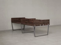 Бенч-система, 4 рабочих места, на U-образных опорах, 8 ЛДСП экранов 2400x1200x750 RM173-2-12x12 Дуб Апрельский шоколад/Серый