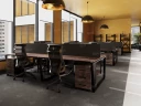 Стол прямой с подвесной тумбой, П-опора 1800x800x750 RM038-18x8 Дуб Апрельский шоколад/Черный