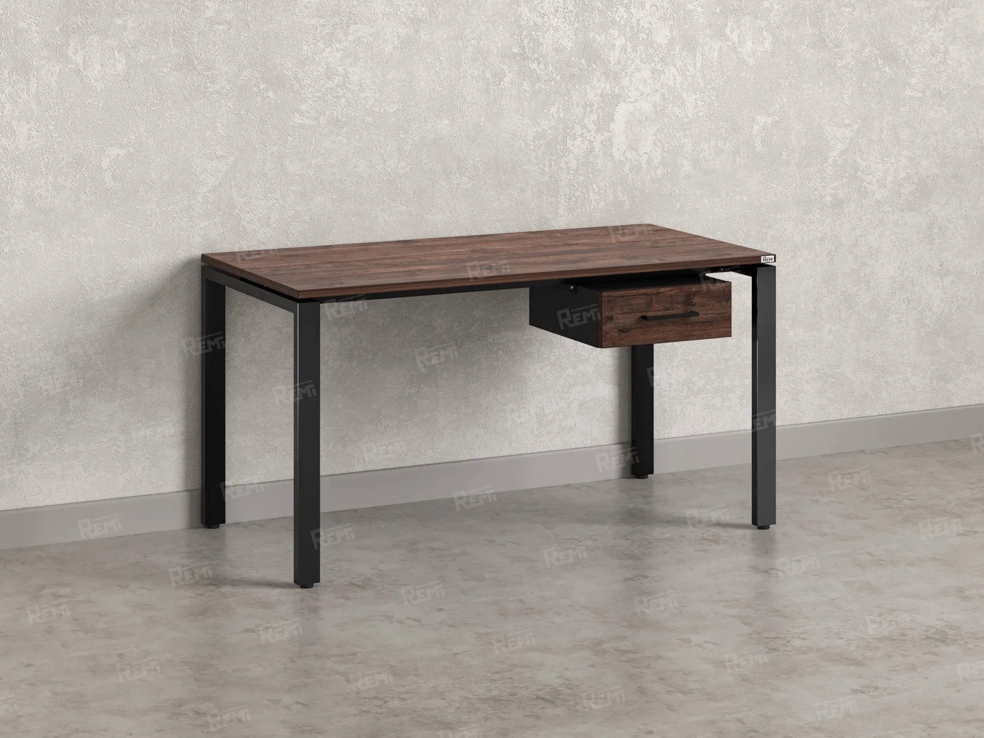 Стол прямой с подвесной тумбой, П-опора 1800x800x750 RM038-18x8 Дуб Апрельский шоколад/Черный