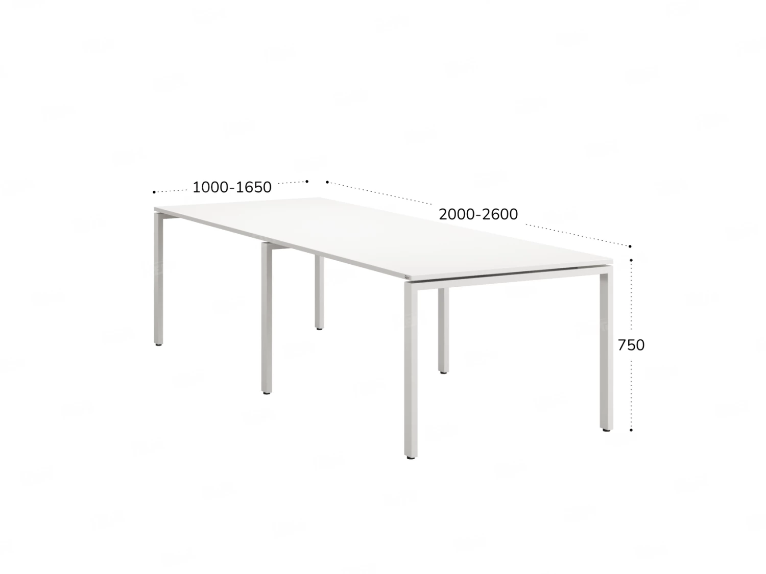 Cтол для переговоров, на П-образном каркасе 2500x1600x750 RM080-250x160 Белый/Белый