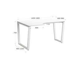 Стол угловой, U-опора, левый 1600x900/1200x750, RM051-16x9-12 Белый/Белый
