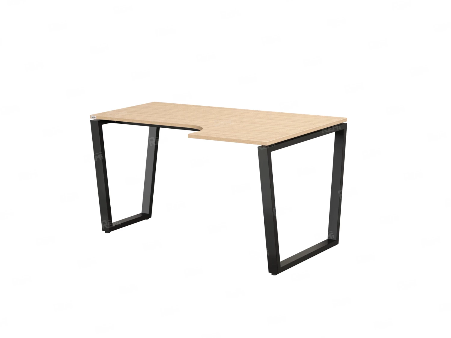 Стол угловой, U-опора, правый 1800x600/900x750, RM050-18x6-9 Вяз Швейцарский светлый/Черный