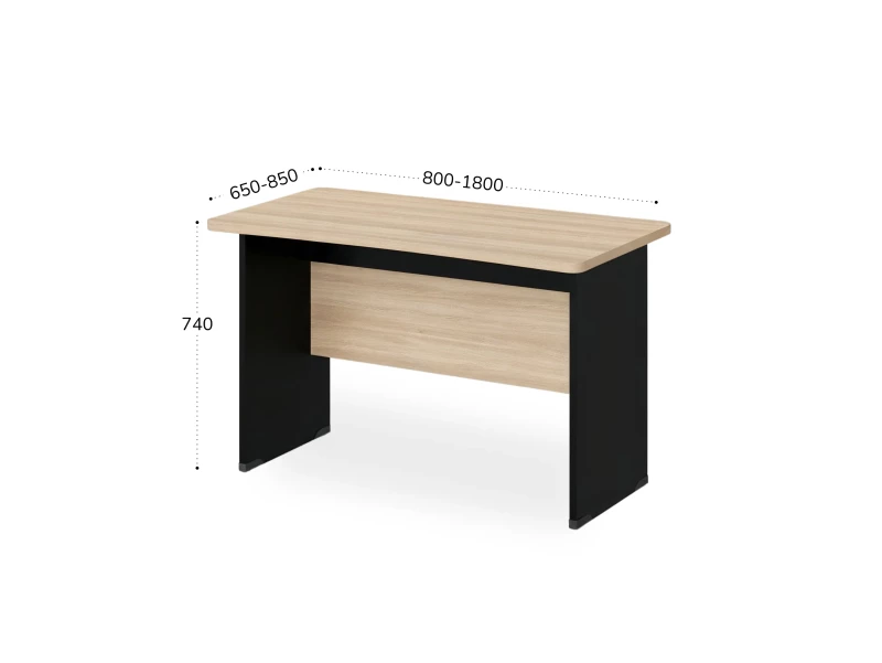 BRL RB002-160х85 Стол прямой с вогнутой столешницей 850 мм 1600х850х740 Акация/Черный