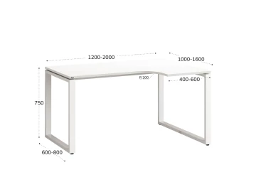 Стол угловой, О-опора, правый 1800x900/1200x750, RM054-18x9-12 Белый/Белый
