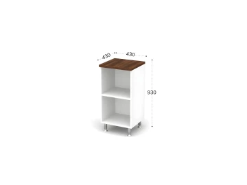 Стеллаж узкий 2 уровня 430х430х930 RB046-43х43 Орех Вармия/Белый