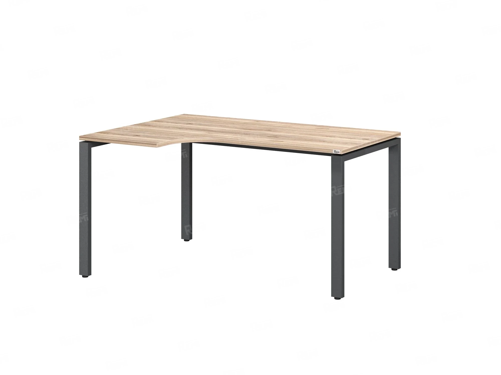 Стол угловой, П-опора, левый 1600x700/900x750, RM053-16x7-9 Дуб Маувелла/Серый