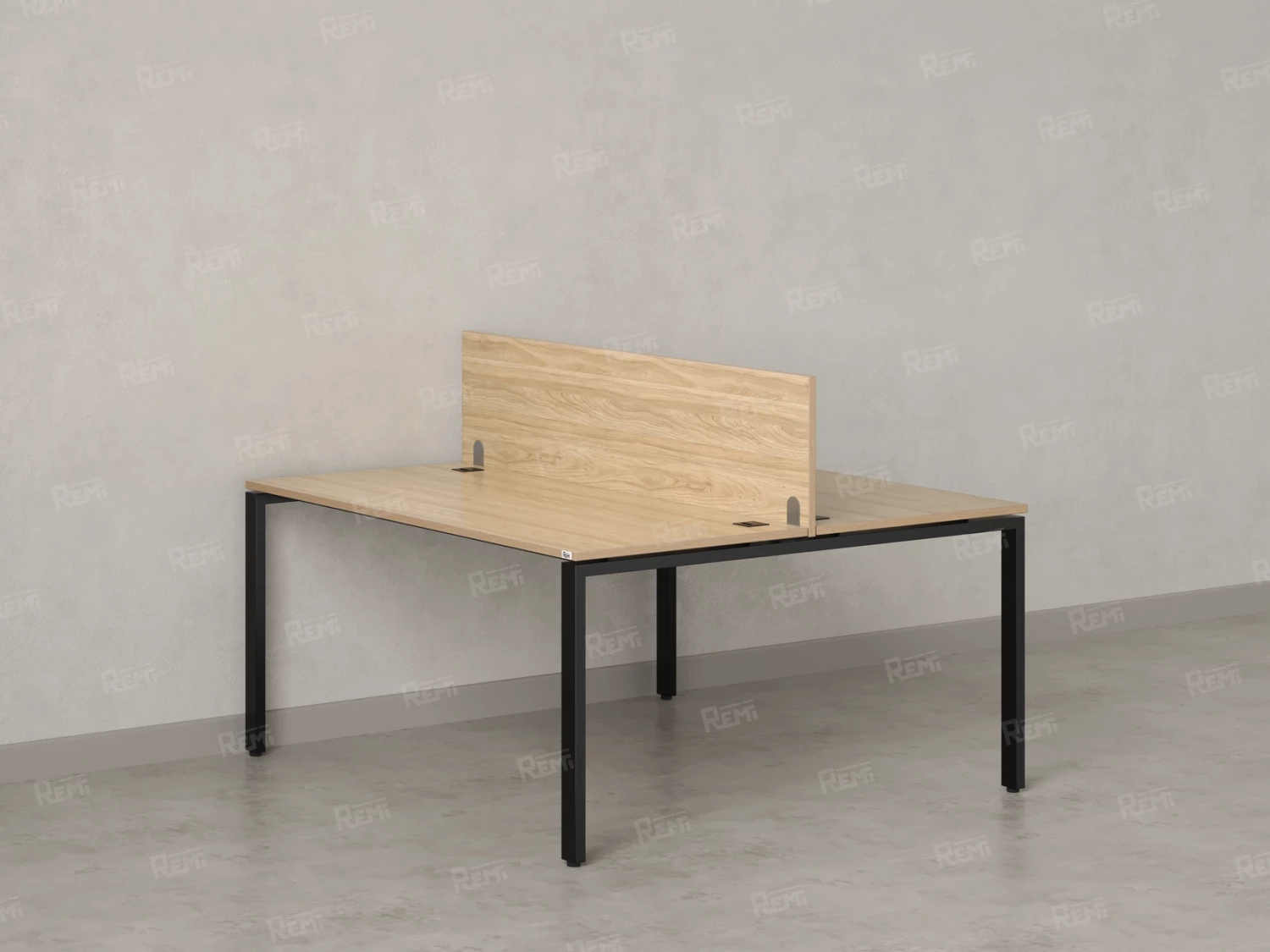 Бенч-система, 2 рабочих места, с одним экраном ЛДСП 1000x1400x750 RM165-2-10x14 Вяз Швейцарский светлый/Черный