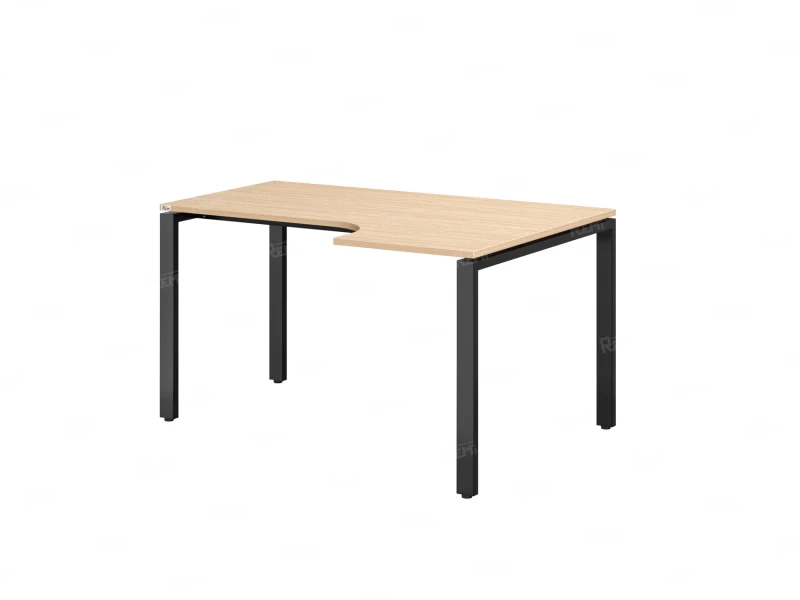 Стол угловой, П-опора, правый 1400x600/900x750, RM052-14x6-9 Вяз Швейцарский светлый/Черный