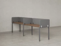 Бенч-система в 1 ряд, 2 рабочих места 5 тканевых экранов 3200x800x750 RM167-1-32x8 Дуб Юстус/Серый