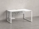 Стол угловой, экран металл, О-опора, правый 1400x900/1200x750, RM057-14x9-12 Белый/Белый