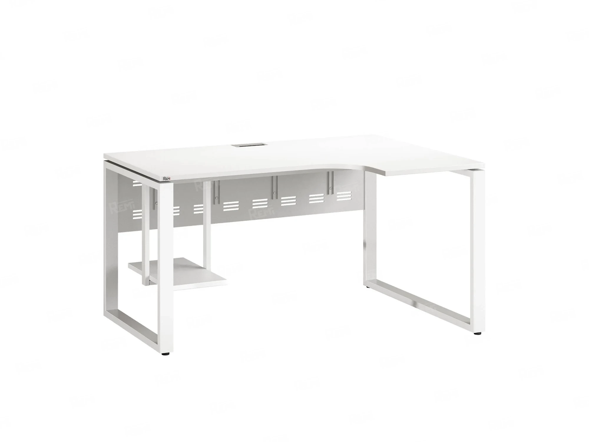 Стол угловой, экран металл, О-опора, правый 1400x900/1200x750, RM057-14x9-12 Белый/Белый