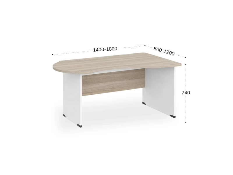 BRL RB004-180х120R Стол асимметричный правый 1800х1200х740 Шорвуд/Белый