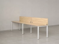 Бенч-система в 1 ряд, 2 рабочих места 2 ЛДСП экранов 2000x600x750 RM167-4-20x6 Вяз Швейцарский светлый/Белый