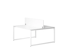 Бенч-система, 2 рабочих места, с одним экраном ЛДСП 1200x1200x750 RM169-2-12x12 Белый/Белый