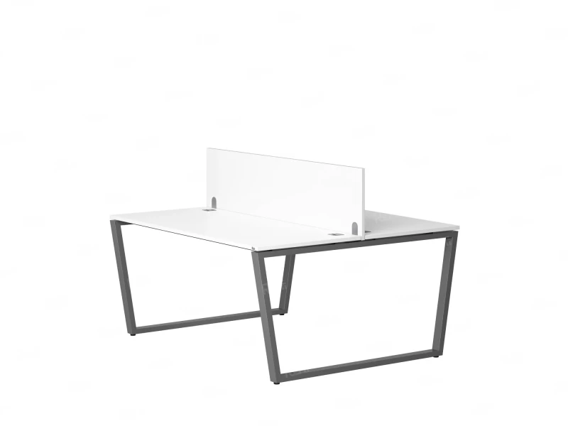 Бенч-система, 2 рабочих места, с одним экраном ЛДСП 1200x1200x750 RM172-2-12x12 Белый/Серый