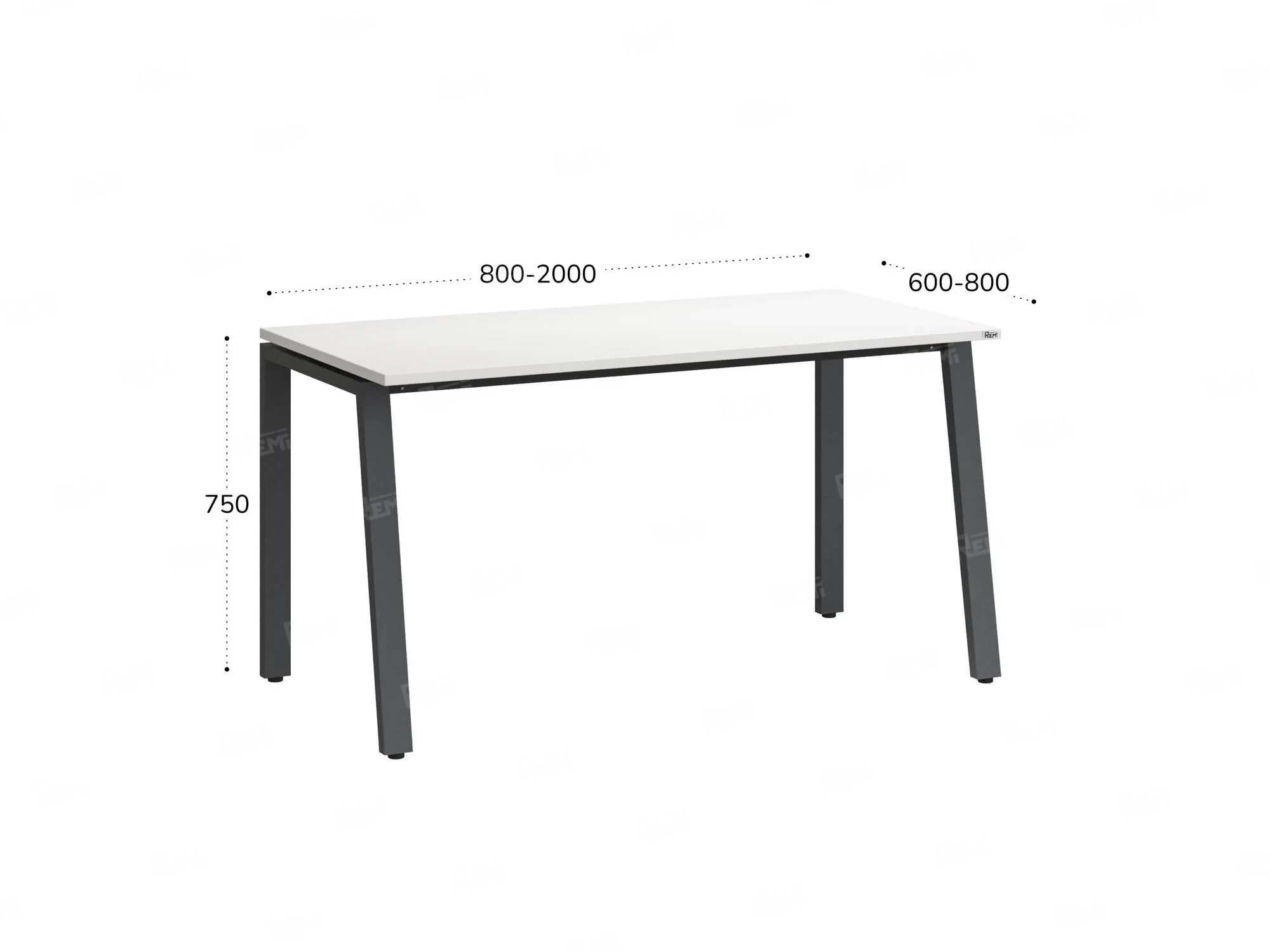 Стол прямой на Л-образных опорах 1200x800x750 RM004-12x8 Белый/Серый