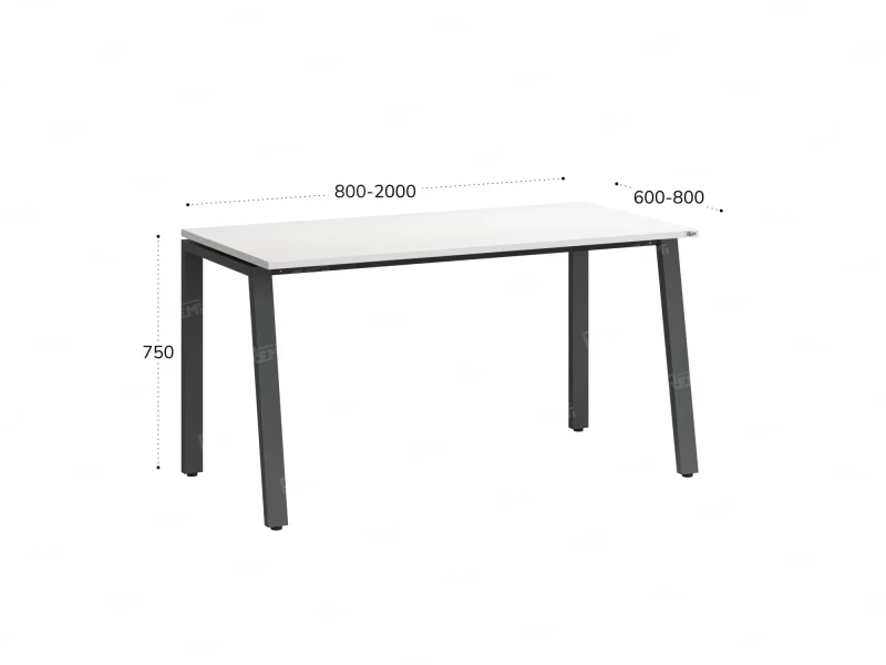 Стол прямой на Л-образных опорах 1200x800x750 RM004-12x8 Белый/Серый