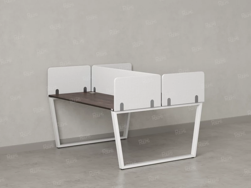 Бенч-система, 2 рабочих места, 5 тканевых экранов 1000x1400x750 RM172-3-10x14 Дуб Апрельский шоколад/Белый
