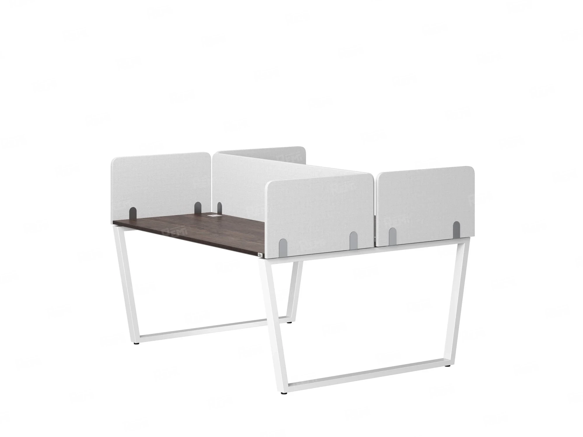 Бенч-система, 2 рабочих места, 5 тканевых экранов 1000x1400x750 RM172-3-10x14 Дуб Апрельский шоколад/Белый