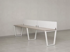 Бенч-система в 1 ряд, 2 рабочих места 2 тканевых экранов 2700x800x750 RM174-3-27x8 Дуб Маувелла/Белый