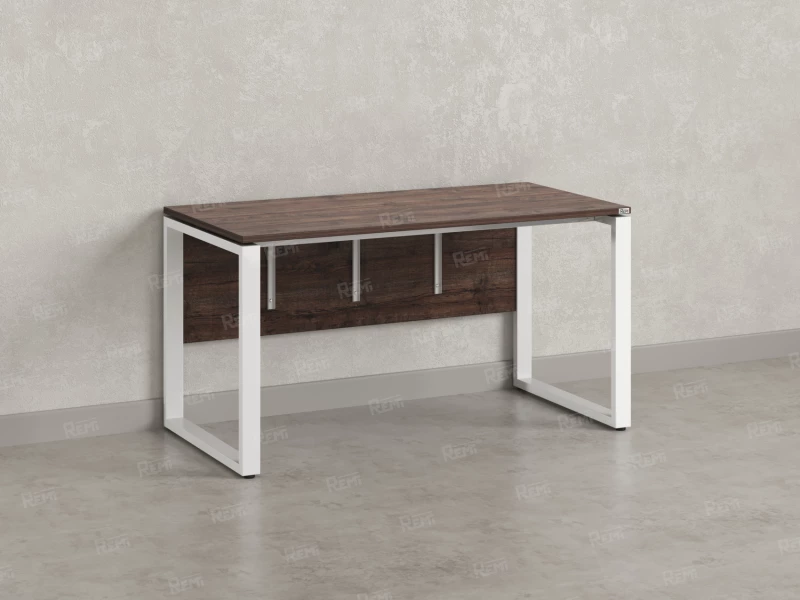 Стол прямой, О-опоры, экран ЛДСП,парящая стол-ца 1800x700x750 RM008-18x7 Дуб Апрельский шоколад/Белый