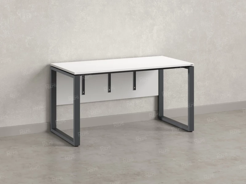 Стол прямой, О-опоры, экран ЛДСП,парящая стол-ца 800x800x750 RM008-8x8 Белый/Серый
