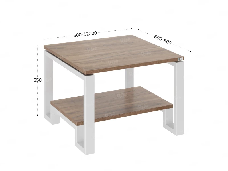 Журнальный стол с полкой 1100x800x550 RM181-11x8 Дуб Юстус/Белый