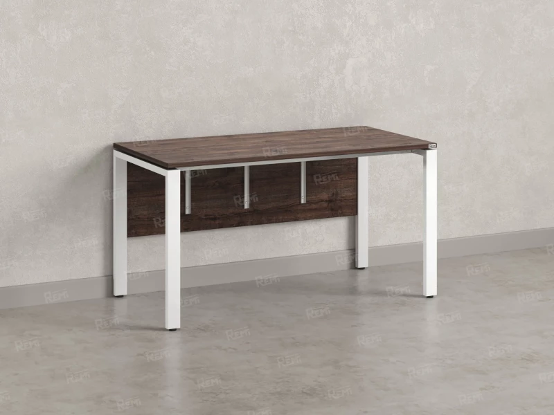 Стол прямой, П-опоры, экран ЛДСП,парящая стол-ца 1800x600x750 RM007-18x6 Дуб Апрельский шоколад/Белый
