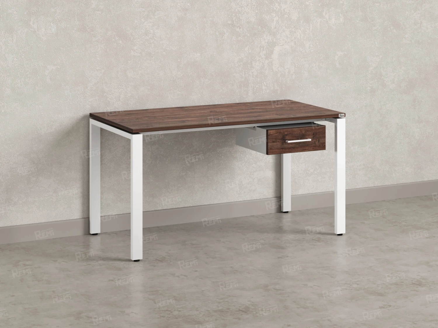 Стол прямой с подвесной тумбой, П-опора 1600x700x750 RM038-16x7 Дуб Апрельский шоколад/Белый
