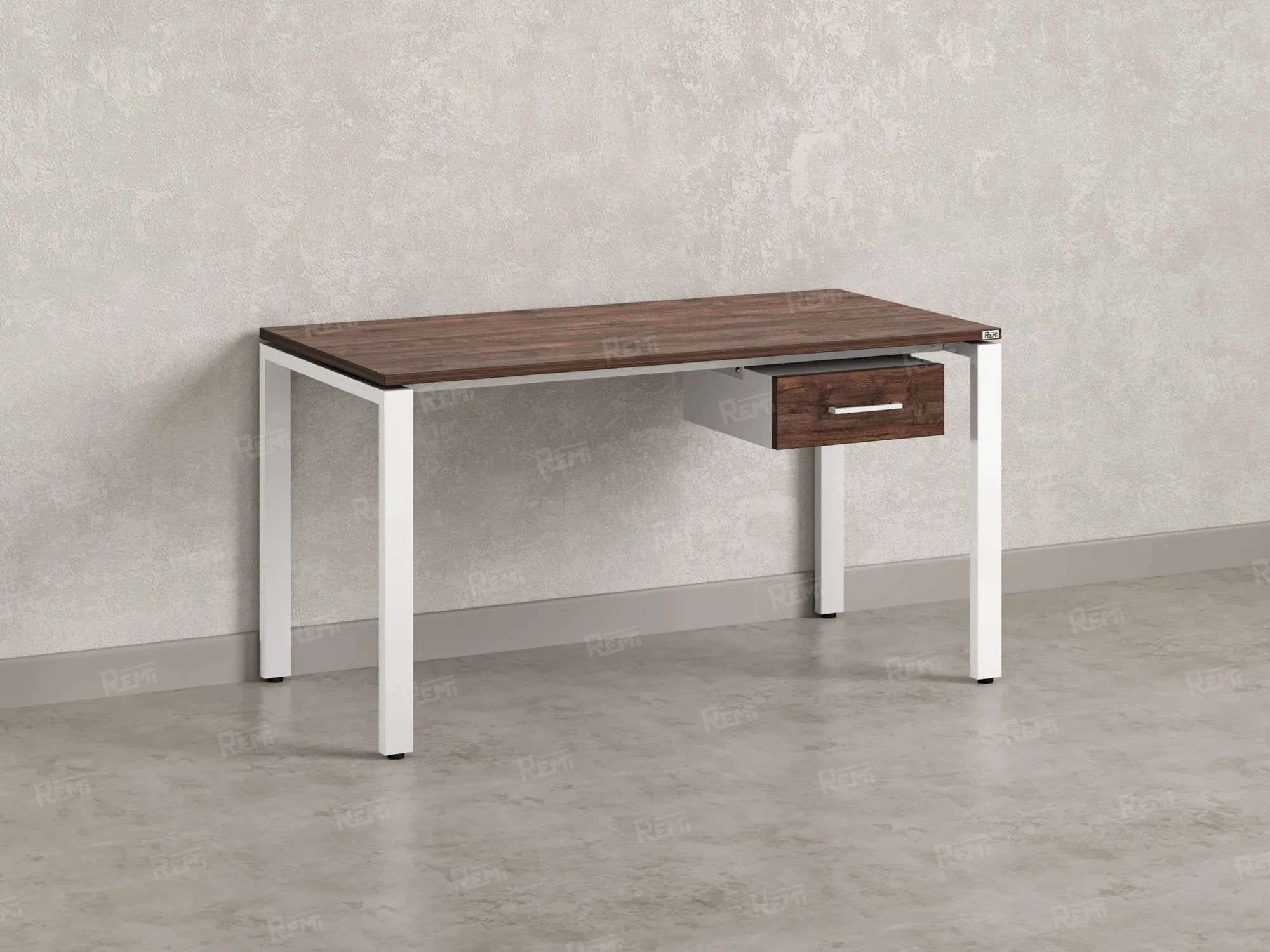 Стол прямой с подвесной тумбой, П-опора 1600x700x750 RM038-16x7 Дуб Апрельский шоколад/Белый