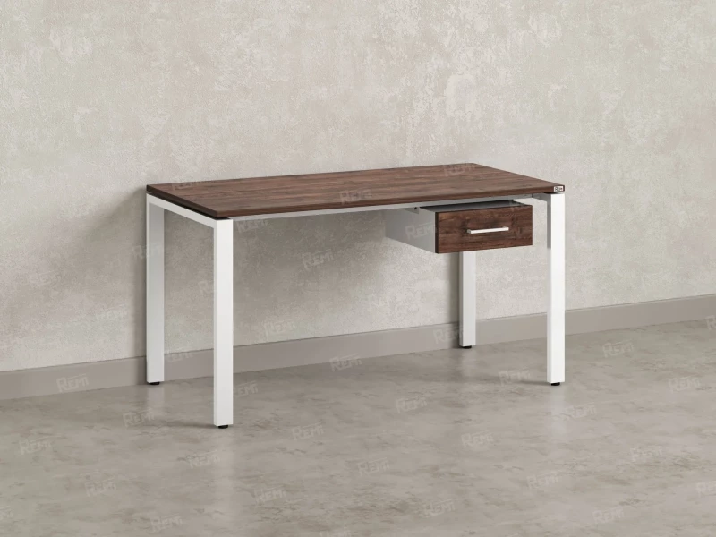 Стол прямой с подвесной тумбой, П-опора 1600x700x750 RM038-16x7 Дуб Апрельский шоколад/Белый