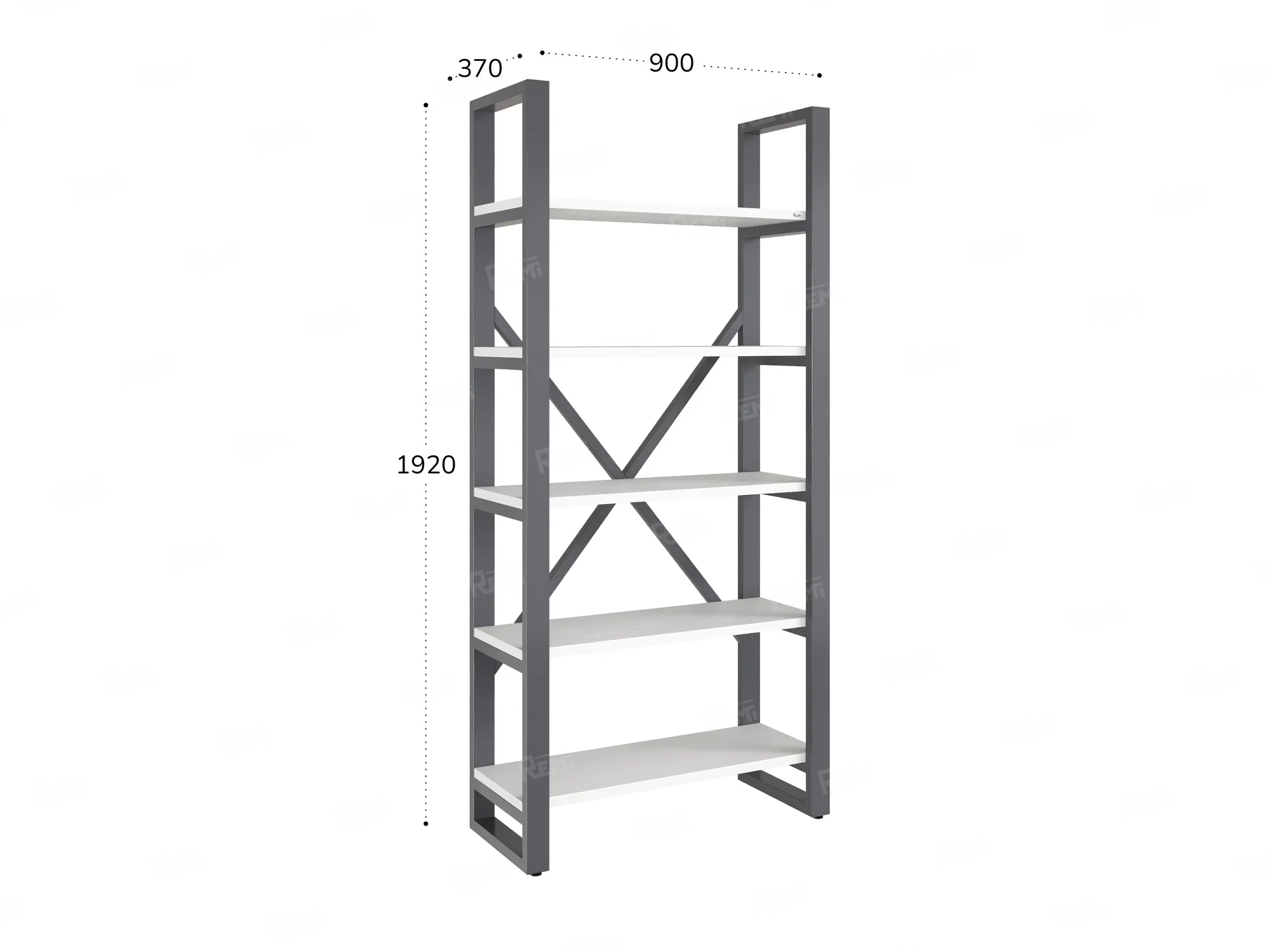 Стеллаж, 5 уровней 900x370x1920 RM130-90x37 Серый/Серый