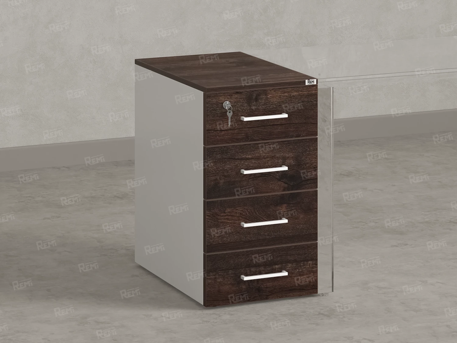 Тумба приставная, 4 ящика 400x700x750 RM121-40x70 Дуб Апрельский шоколад/Белый