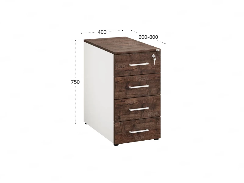 Тумба приставная, 4 ящика 400x700x750 RM121-40x70 Дуб Апрельский шоколад/Белый