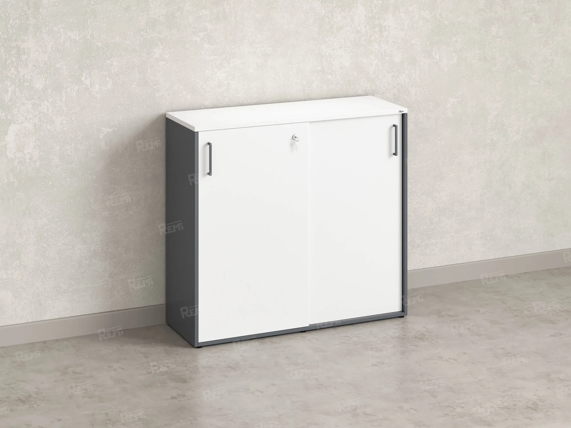 Шкаф-купе низкий, 3 полки, на регулируемых опорах 1200x420x1100 RM129-120x42 Белый/Серый