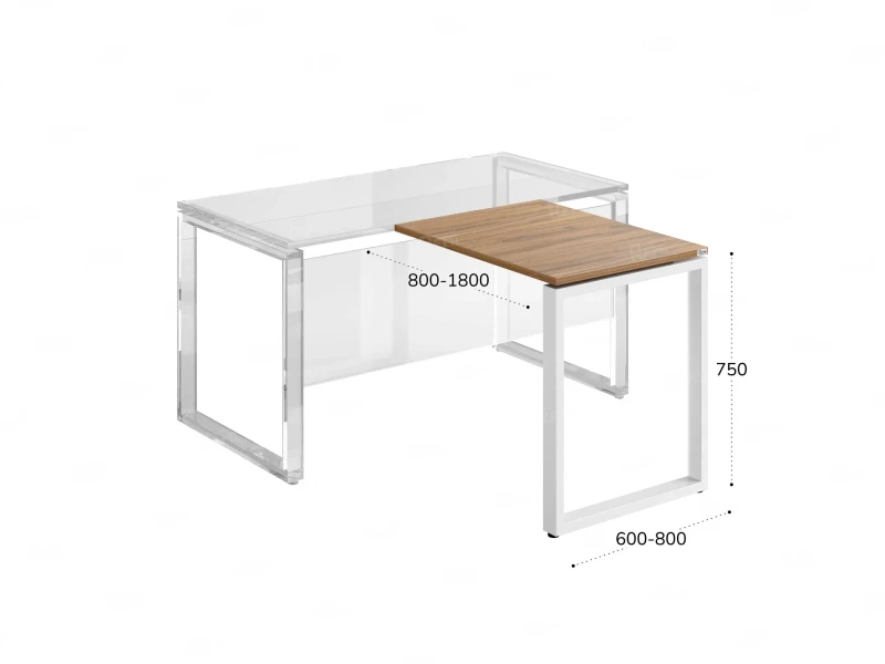 Брифинг прямой, с парящей столешнецей, на П-образном каркасе 1800x800x750 RM070-18x8 Юстус/Белый